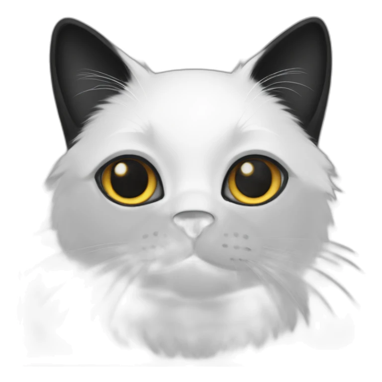 white cat with black ears and hair sticker