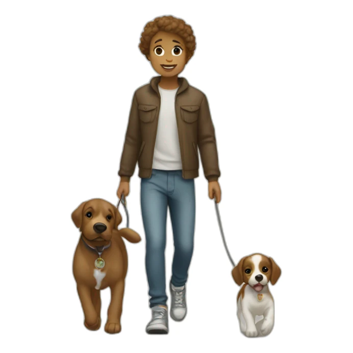 white kid brown hair walks with puppy sticker
