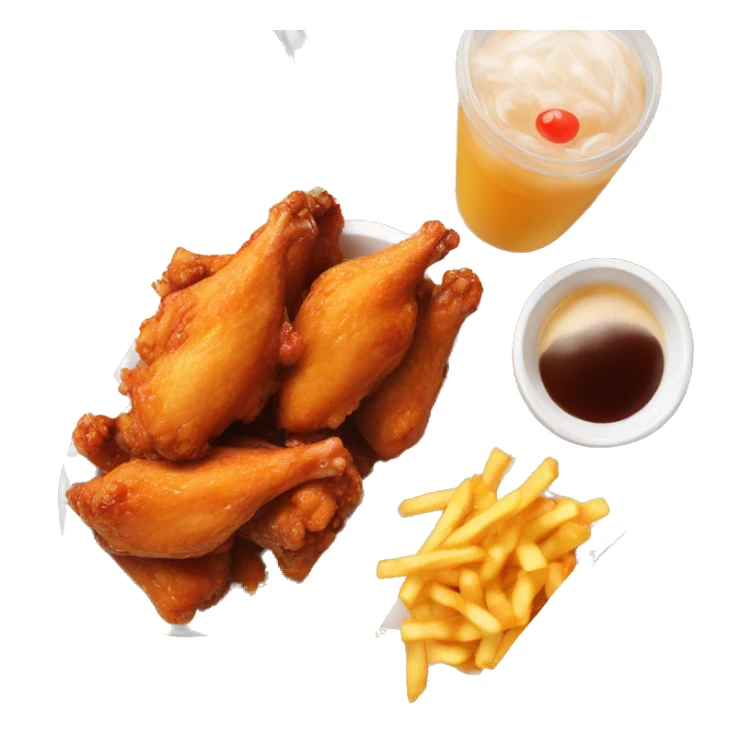 Chicken wings with fries and bubble tea sticker