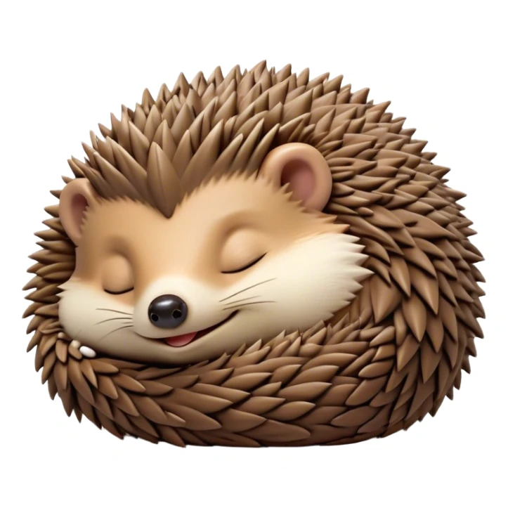 Meme-Worthy Cute Sleeping Hedgehog Portrait Emoji, Head resting peacefully with a contented smile, showcasing a delightfully compact build and a luxuriously soft brown Fur with tiny spines, eyes shut in a serene, restful nap, Simplified yet hilariously adorable features, highly detailed, glowing with a soft, drowsy light, high shine, relaxed and utterly lovable, stylized with an air of playful laziness, bright and heartwarming, soft glowing outline, capturing the essence of a comically sleepy hedgehog, so meme-worthy it feels like it could instantly become the next viral sensation of adorable slumber! sticker
