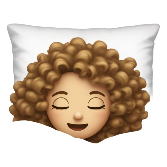 Light skin Curly hair girl sleeping on white pillow in bed with white sheets with mouth open  sticker