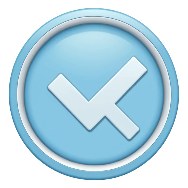 Simbolo de verificacion blanco adentro de un circulo celeste azul todo celeste sin lineas blancas a loa bordes solo un virculo azul celeste liso sticker