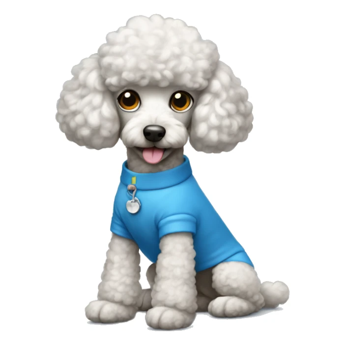 Poodle wearing blue clothes  sticker