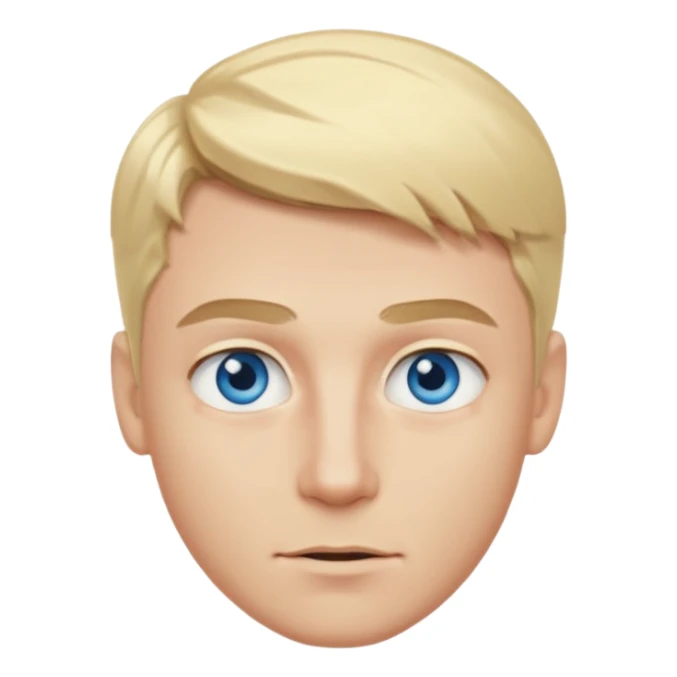 The guy has light blond hair, blue eyes, an expressive face, wide blond eyebrows sticker