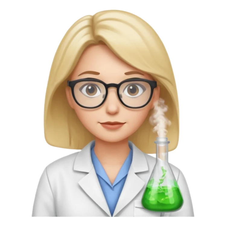 a white woman scientist wearing glasses sticker