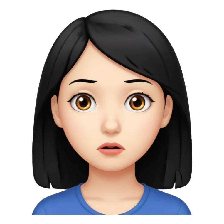 young women with black hair dont know from what to start. add question mark sticker