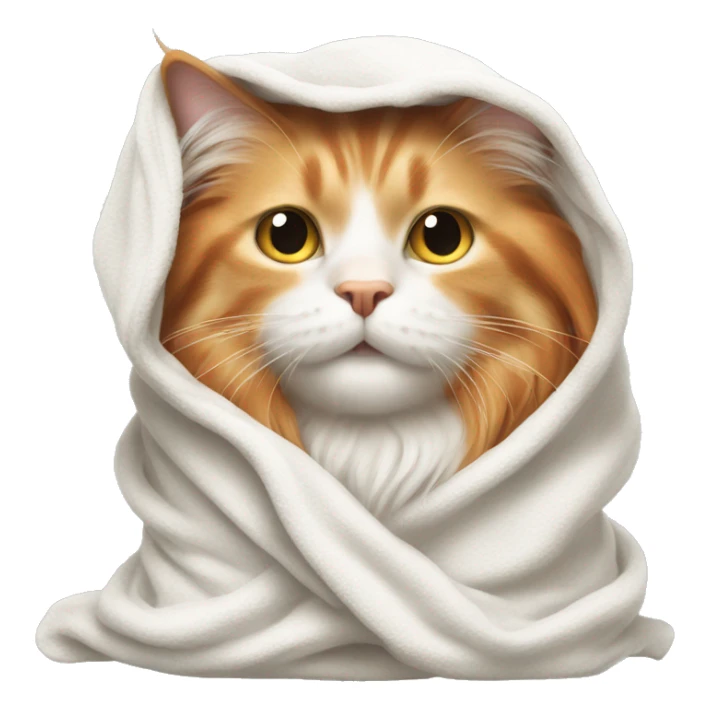 Long haired orange and white cat in a towel sticker