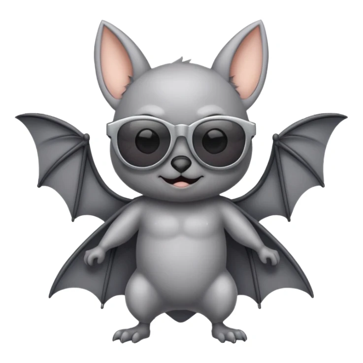 cute gray pastel bat with sunglasses, full body sticker
