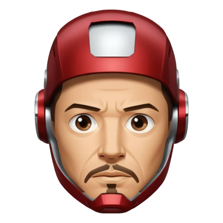 Iron Man helmet off, Tony Stark with goatee, looking determined sticker