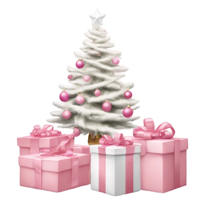 Light pink Christmas gifts under a white Christmas tree  sticker