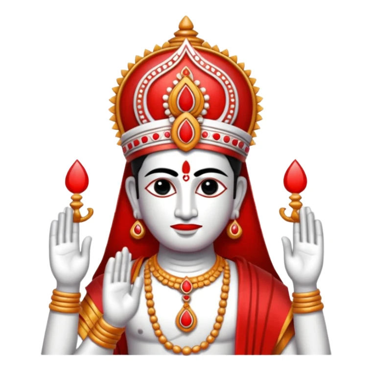 Create lord Venkateshwara tilak emoji , it should be in red and white in colour, i.e, left and right lines are in white colour and between left and right lines there is a red colour line sticker