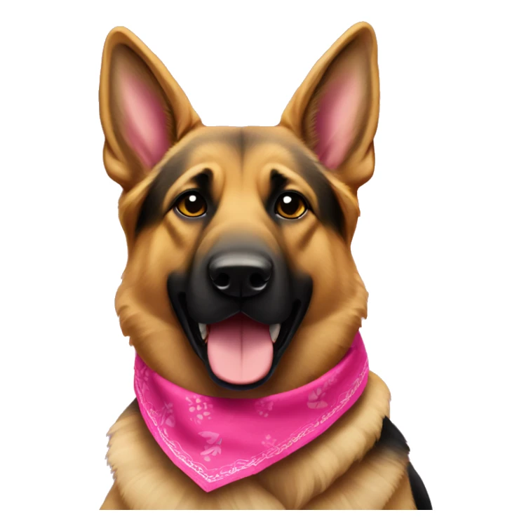 German shepherd wearing a hot pink bandana around it’s neck sticker