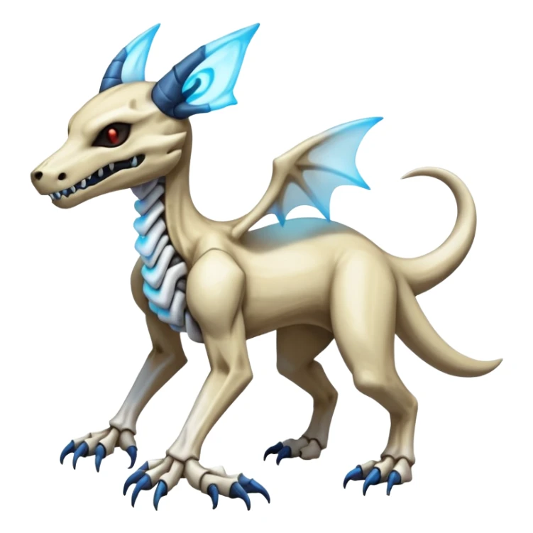 Skeletal Evil Shiny Glowing Cubone-Marowak-Zoroark-Anubis-Wendigo-Fakémon-hybrid-creature (full body), 4 legs sticker