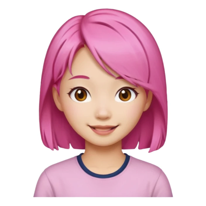 asian emoji girl  face with pink hair  sticker