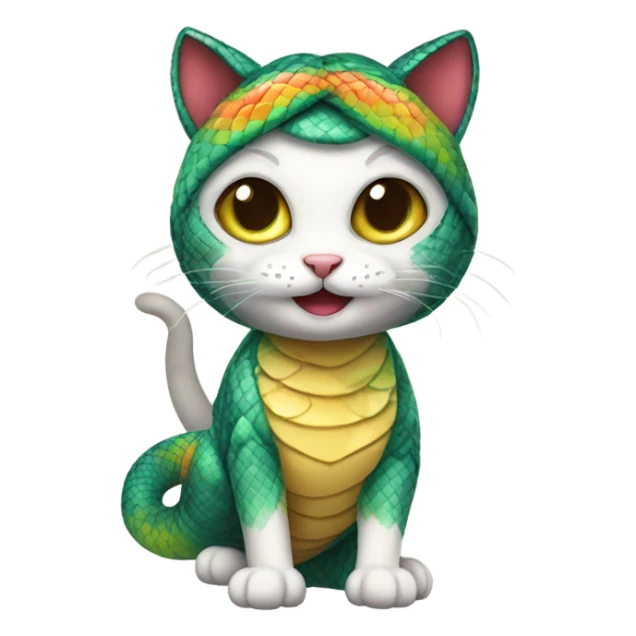 cute cat in a cute snake costume sticker