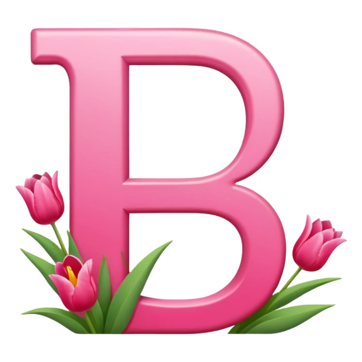 Create a Russian letter P in pink and red with little tulips on it. sticker