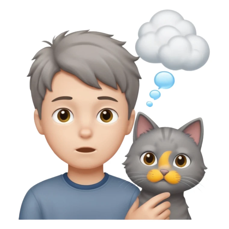 a boy blow hair for a cat sticker