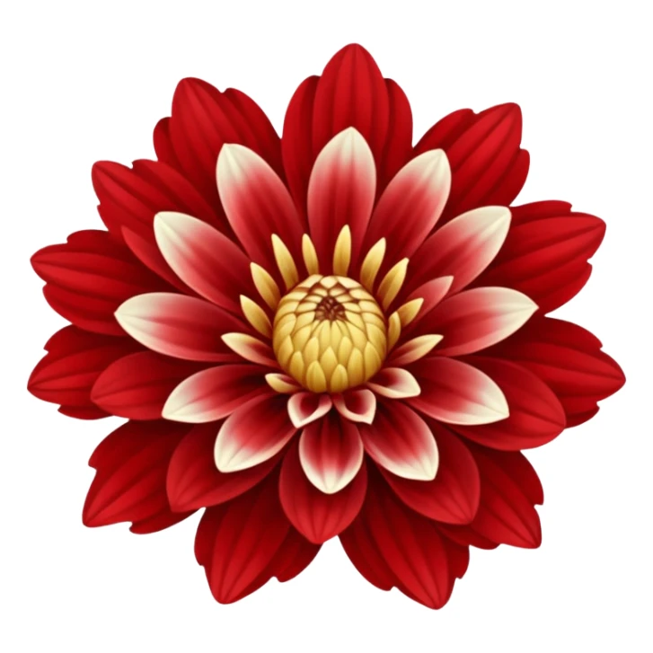 dahlia flower, red and white petals, no text sticker