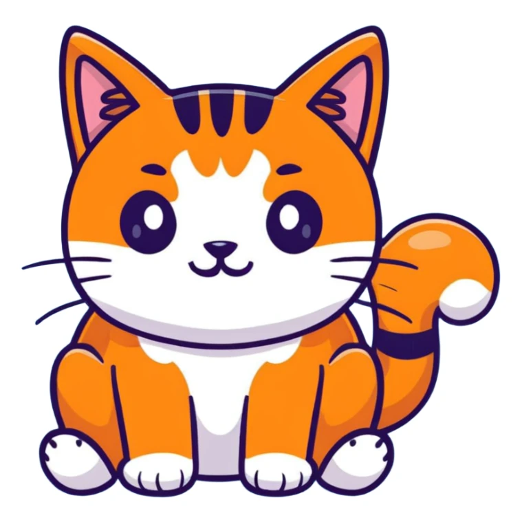 cute orange cat sitting, full body view sticker