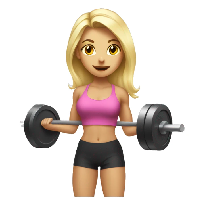 Blonde girl doing squats with barbell sticker