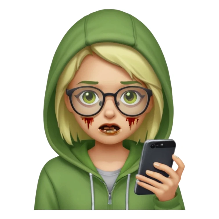 Zumbie emoji iphone girl green and glasses sticker
