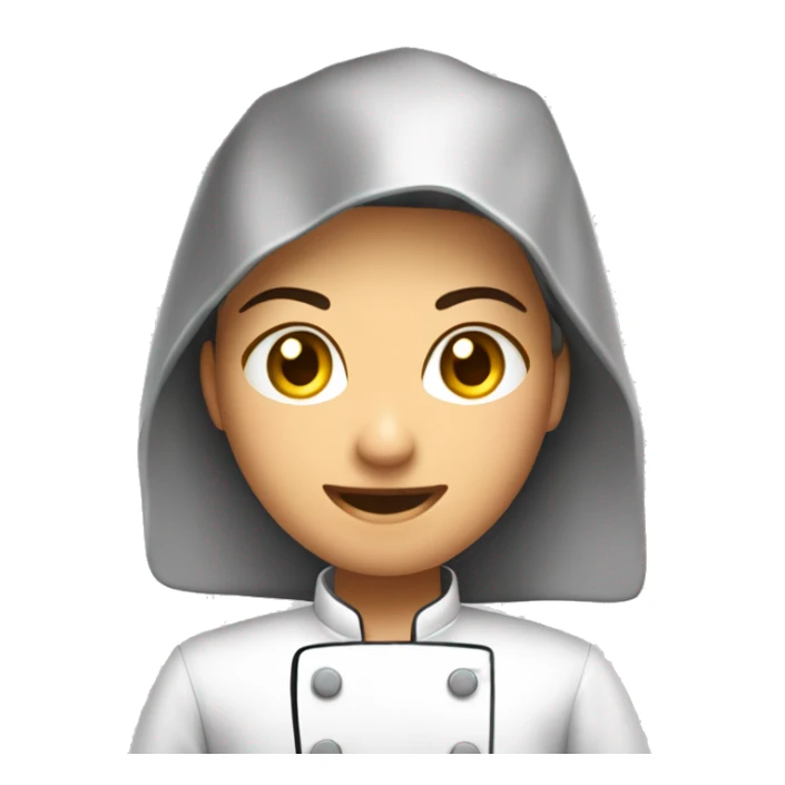 Cozinheira com uniforme de cozinheira de manga curta segurando uma panela sticker