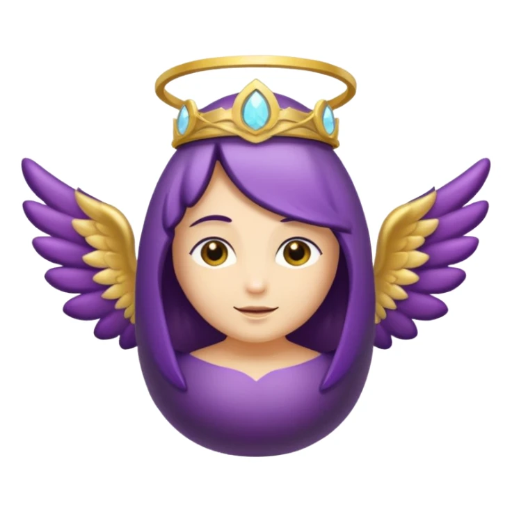 Original eggplant emoji wearing an angelic halo sticker