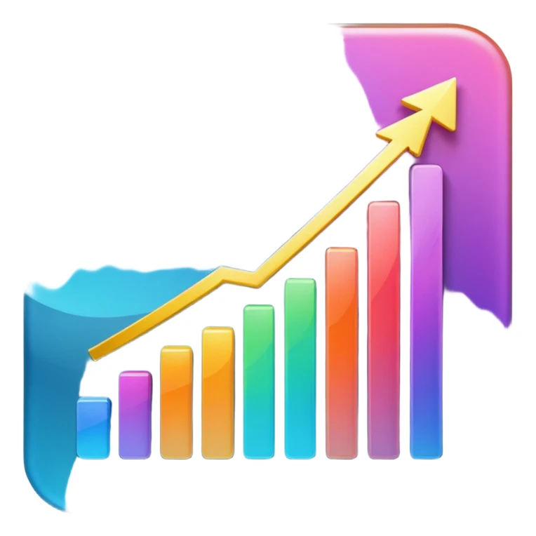 Create an  emoji that represents a stock/share, combining a clean upward-trending chart, a minimal financial symbol, and a confident growth vibe, using simple shapes, smooth gradients, and the polished. sticker