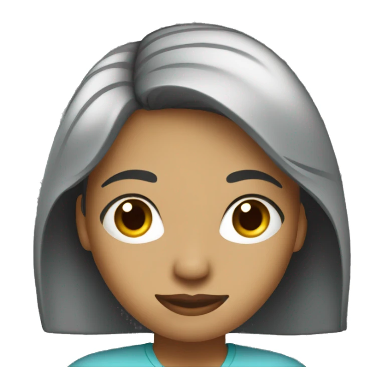 woman with computer straight black, medium-length hair sticker