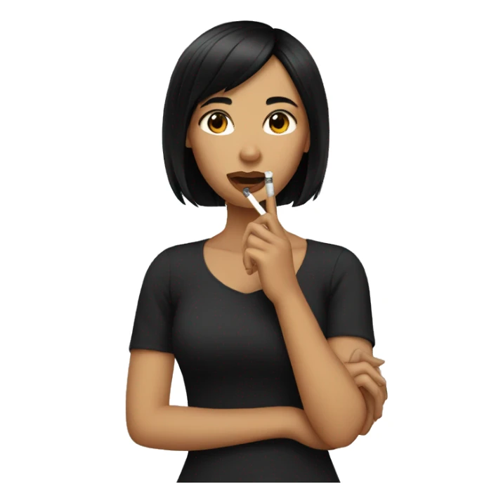 a girl with black hair holding a cigarette  sticker