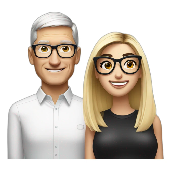 Tim Cook and dua lipa with eyeglasses sticker