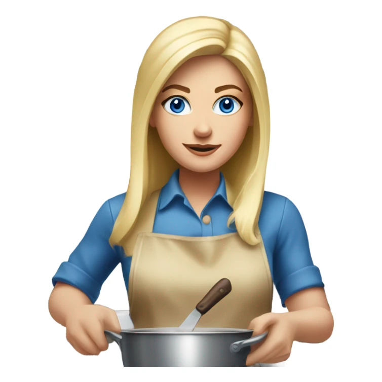 Beautiful blonde blue eyed woman cooking steak sticker