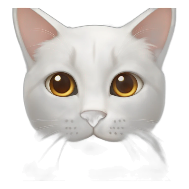 white cat with a little bit brown fur and half brown mouth sticker
