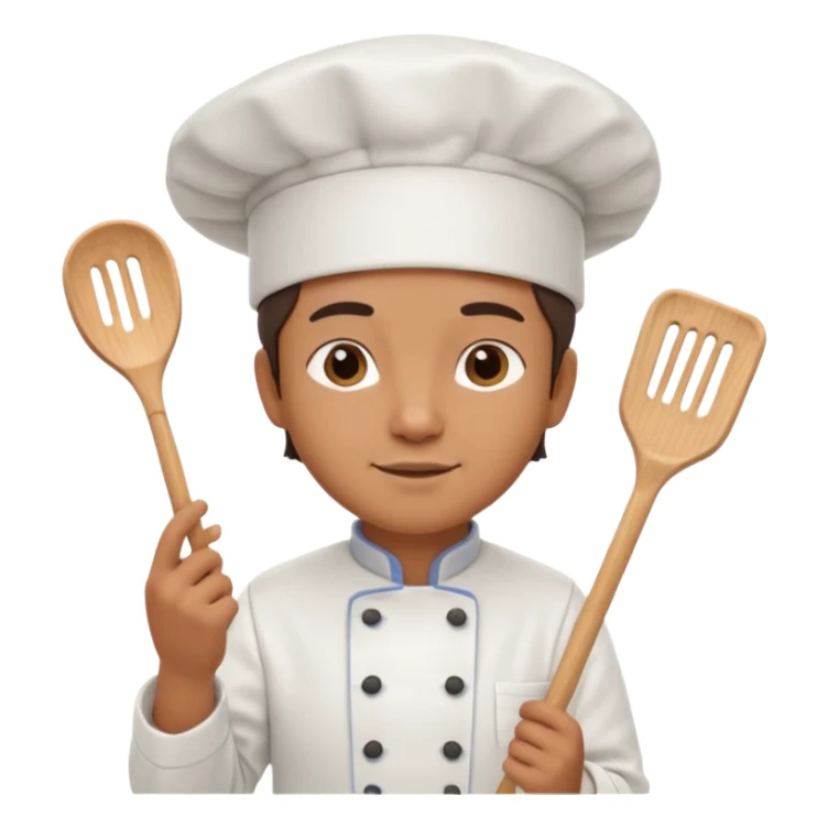 Create a highly polished, 3D game UI–style illustration of a chef.  sticker