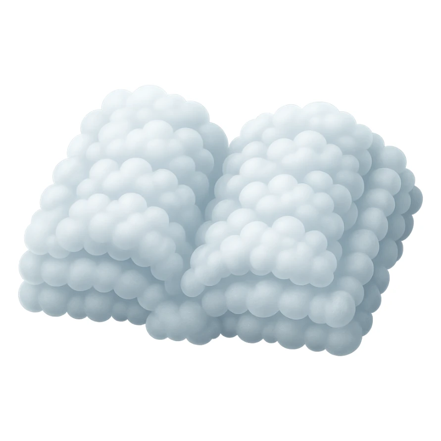 thick open book made entirely of small, very bright white, fluffy, convex clouds, matte glass style, emphasis on volume and luminosity of clouds, no background sticker