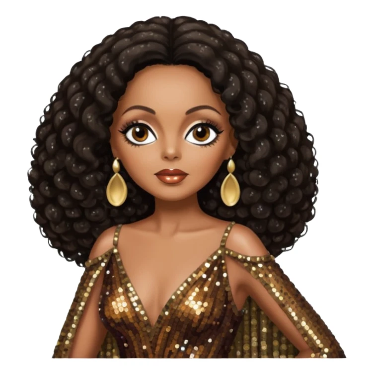 Diana Ross with dark brown hair sticker