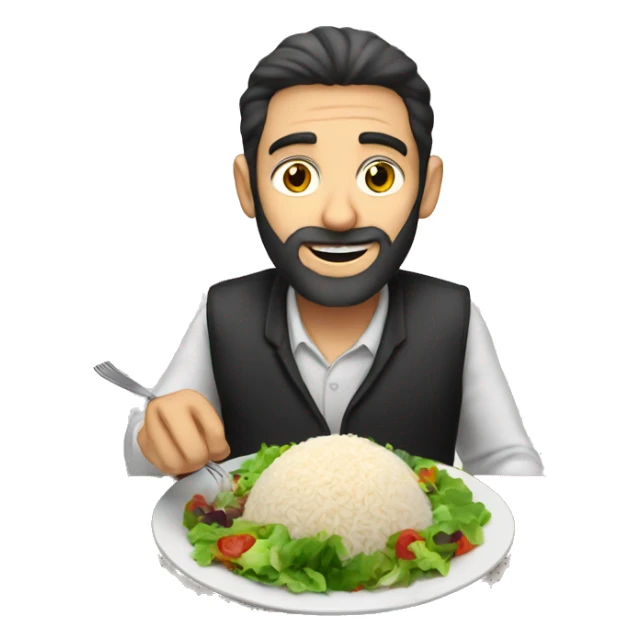 Jew eating rice and salad sticker