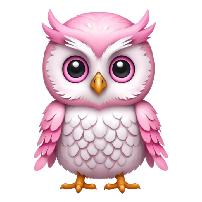 cute baby owl white pink sticker