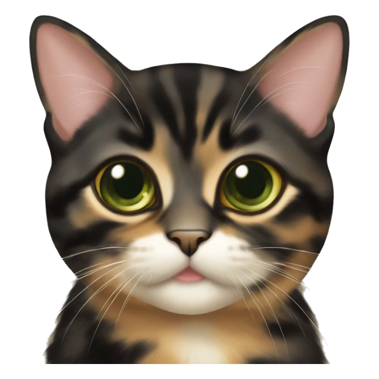 Tortie coat mostly black and brown green eyes kitten   sticker