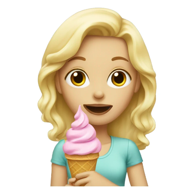 a blonde girl eating an ice cream  sticker