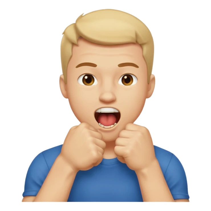 Guy biting his fist in his mouth. Like something is really good  sticker