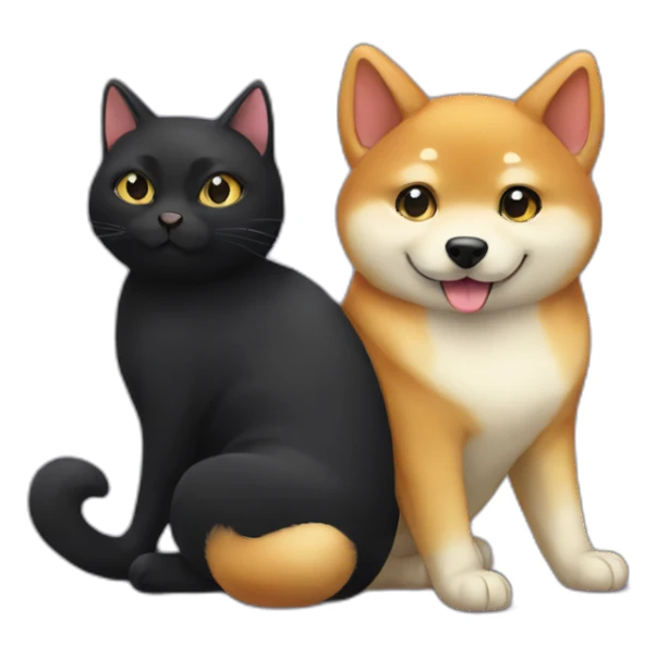 shibainu and black cat being-in-love sticker