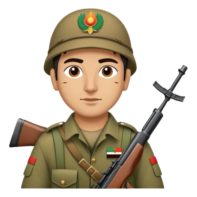 Kurdish warrior Peshmerga with rifle and traditional clothing sticker
