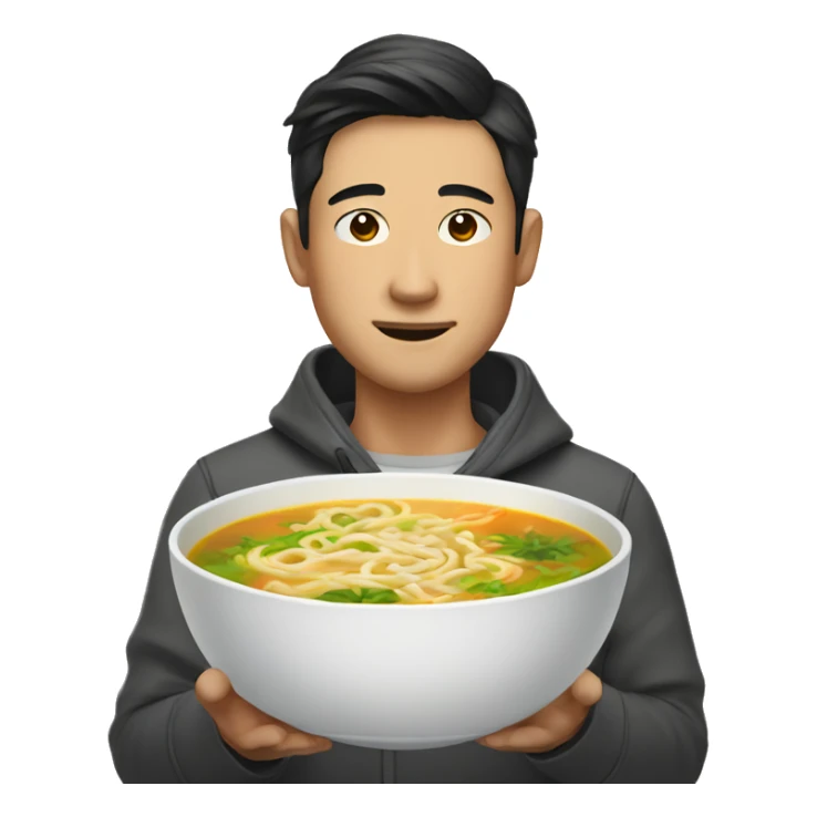 Handsome Asian man with noodle soup sticker