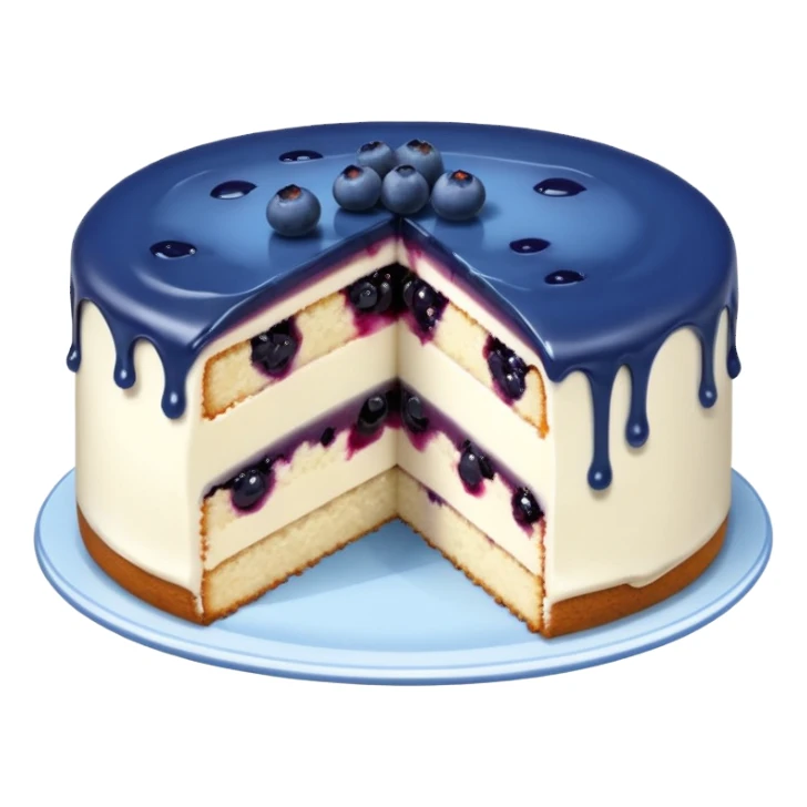 Make an emoji of a blueberry cake (small) that's broken off a bit so you can see the blueberry jam sticker