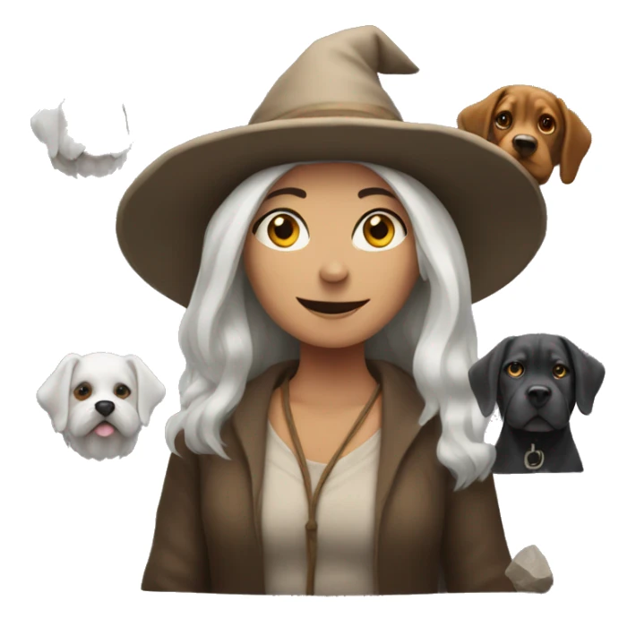 White Witch with dogs selling rocks  sticker