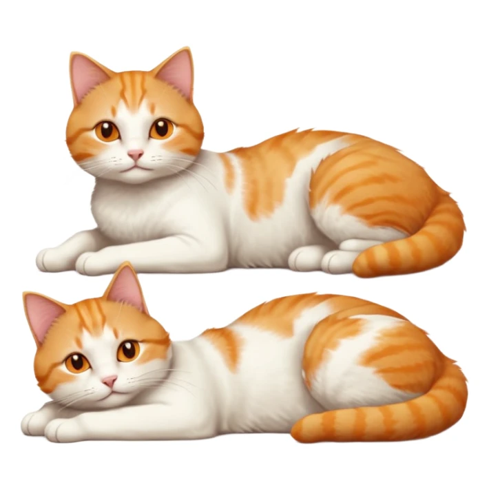 ginger and white cat with orange eyes doing a big extremely long stretch reaching up into the air with arms and legs side by side together straight and overextended whilst lying on its side sticker