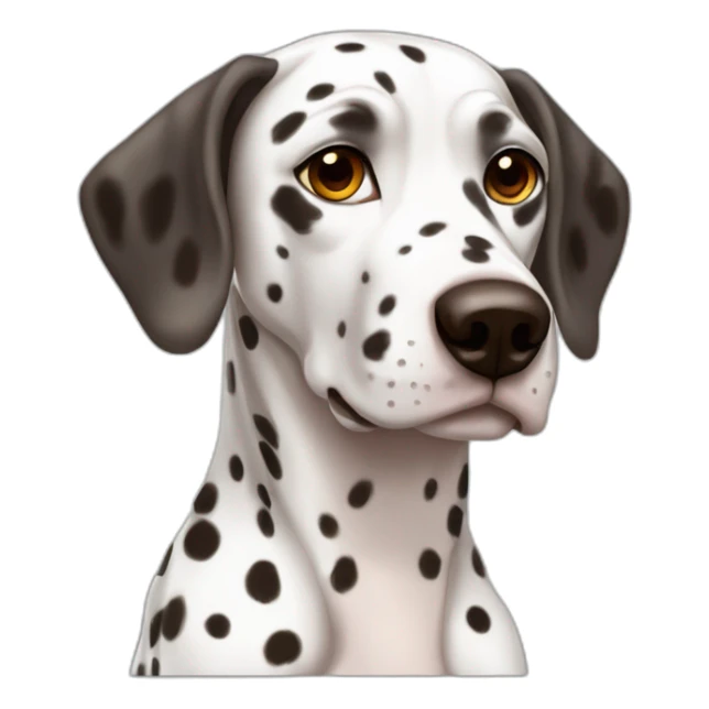 Female 3 years old Dalmatian with brown colored spots and full colored ears sticker