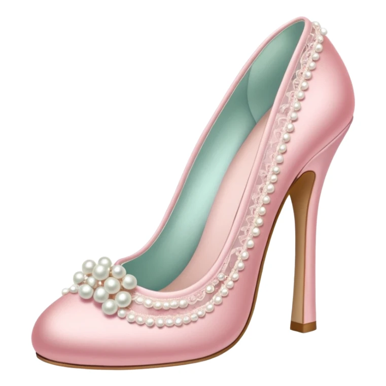 pastel pink heel shoe with pearls and lace sticker