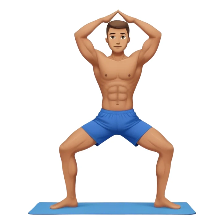 jacked man blue shorts Vrksasana-pose yoga sticker